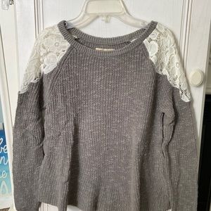 Lace shoulder sweater